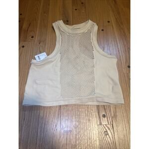 NEW Free People Movement XS/S Mesh in Session Tank Top Latte Beige